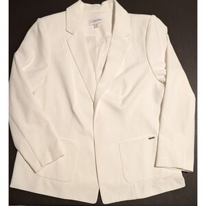 Calvin Klein Womens 18W White Blazer Jacket 18W Open Front BEAUTIFUL!